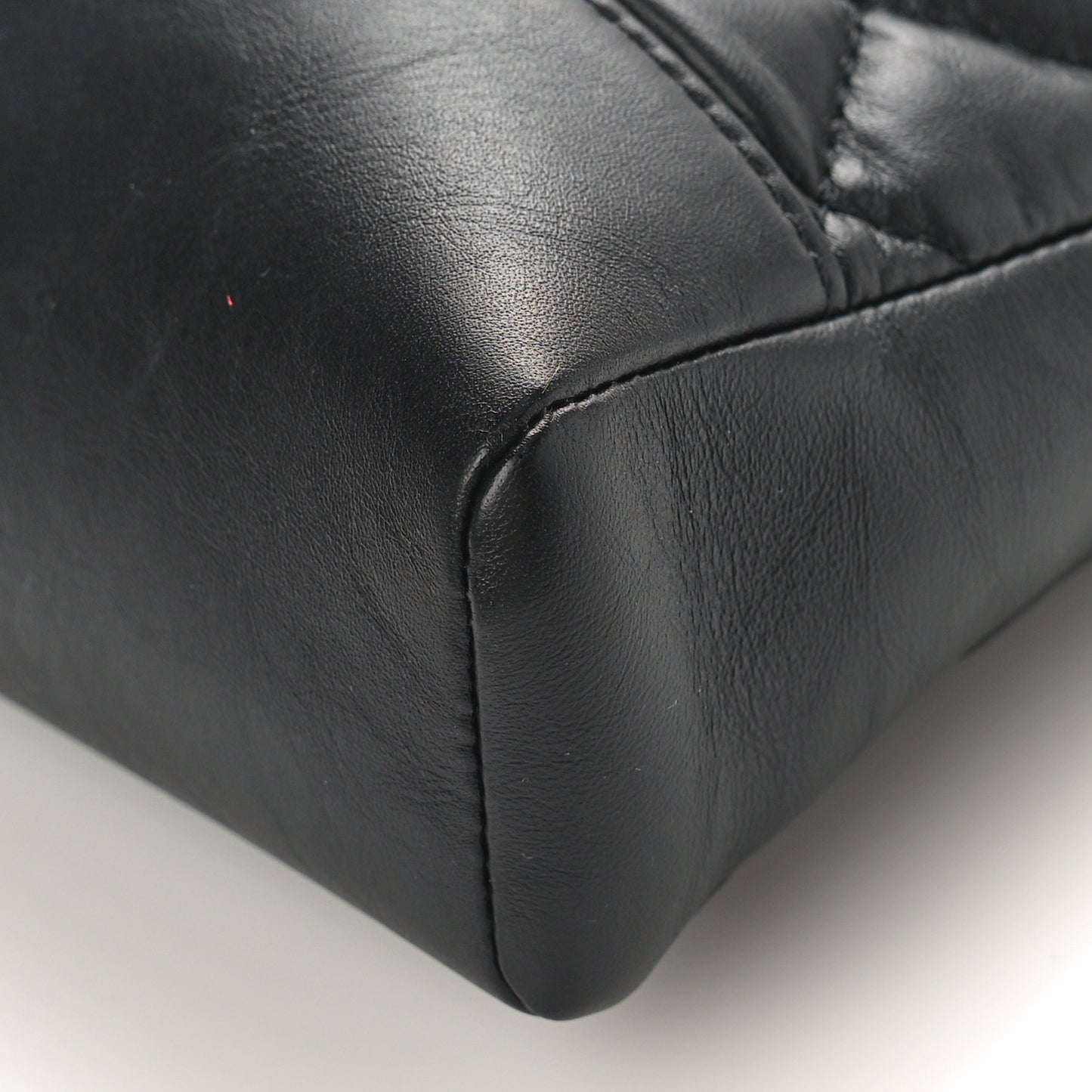 Shiny Crumpled Calfskin Quilted Mini 31 Shopping Bag Black