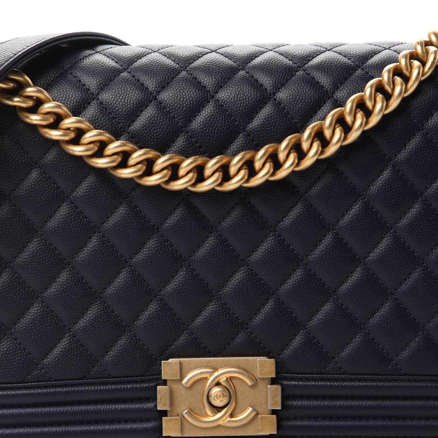 Chanel Caviar Quilted New Medium Boy Flap Dark Navy Blue 10 of 11