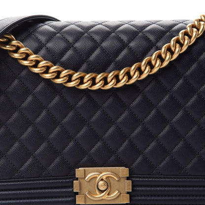 Chanel Caviar Quilted New Medium Boy Flap Dark Navy Blue 10 of 11