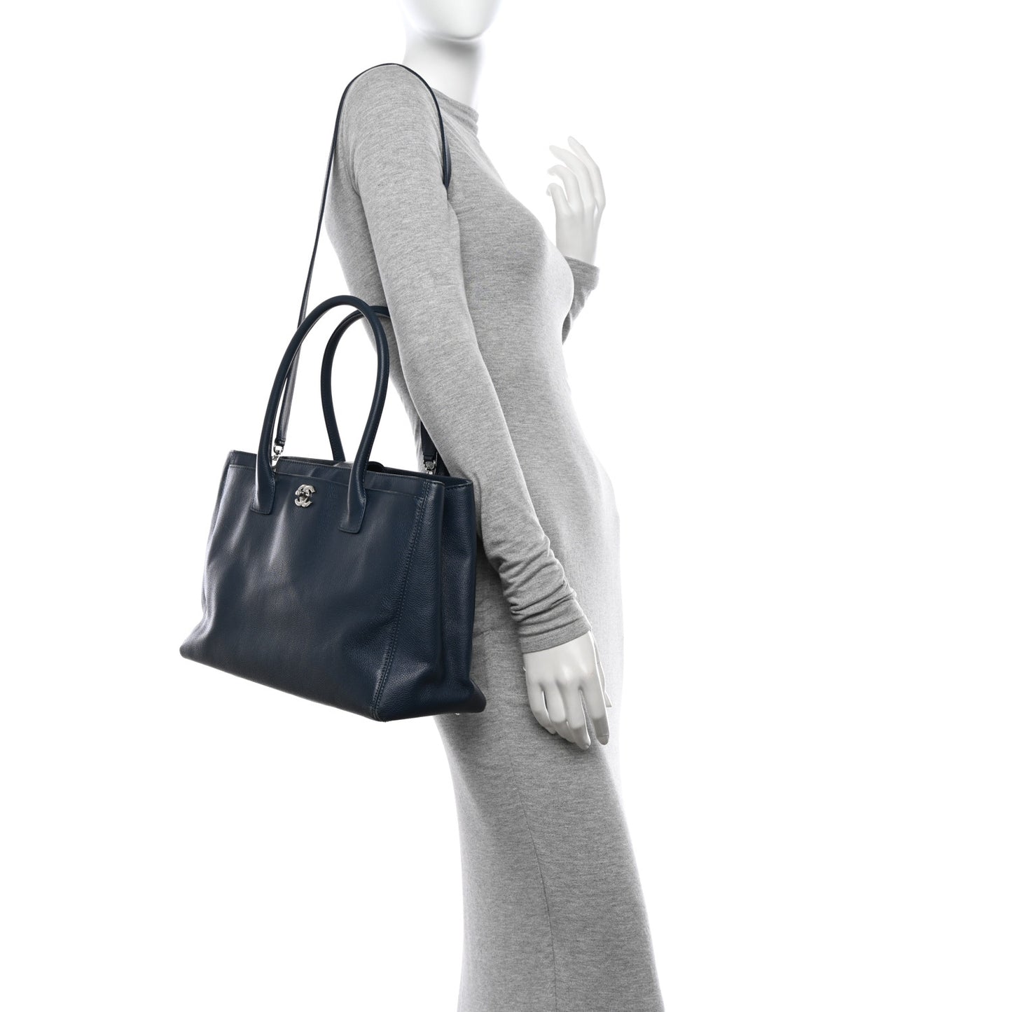 Calfskin Cerf Executive Shopper Tote Blue