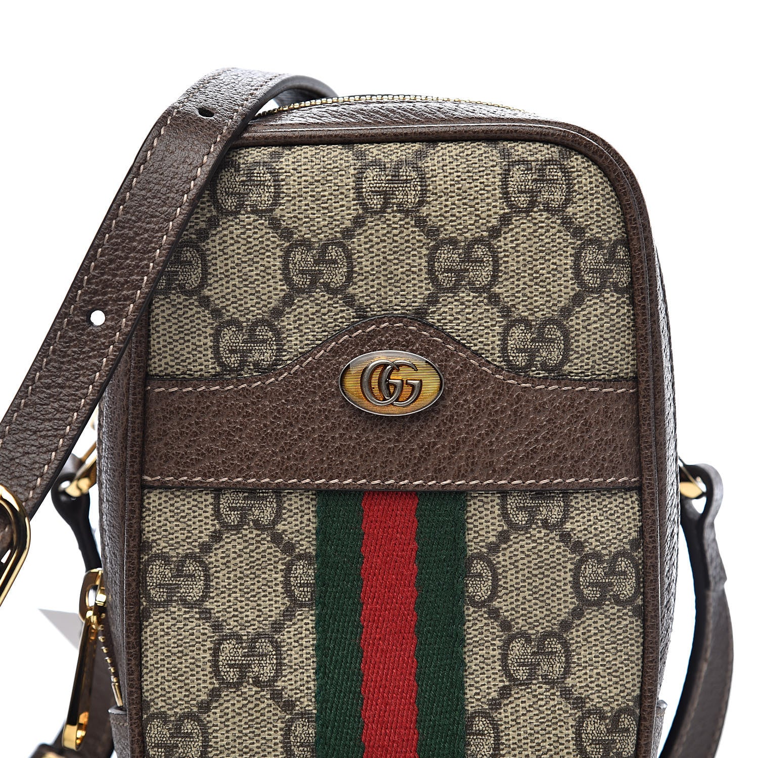 Gucci GG Supreme Monogram Web Mini Ophidia Double Zip Crossbody Bag Beige New Acero 11 of 12