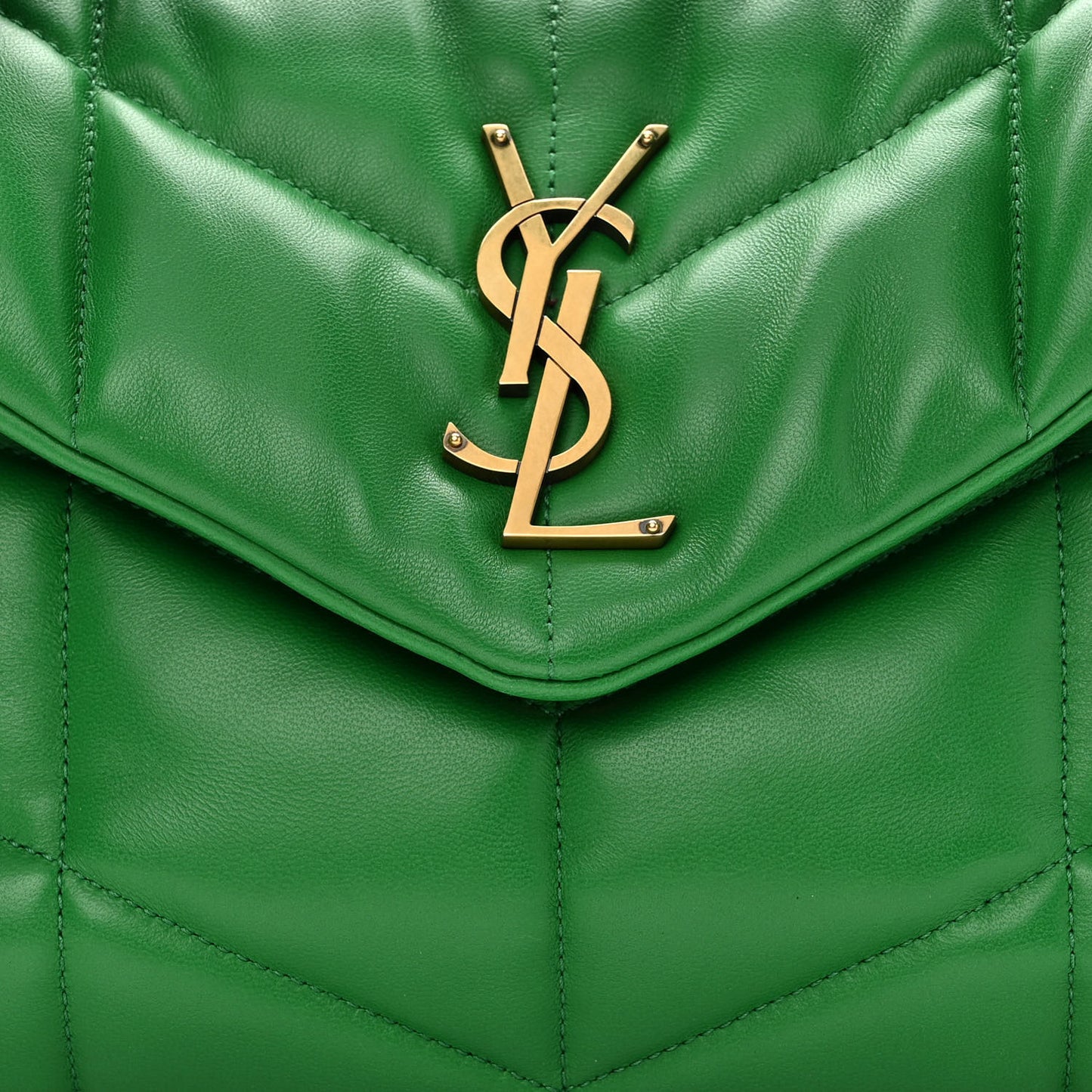 Lambskin Quilted Small Loulou Puffer Monogram Chain Satchel New Vert