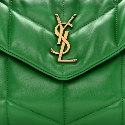 Saint Laurent Lambskin Quilted Small Loulou Puffer Monogram Chain Satchel New Vert 9 of 11