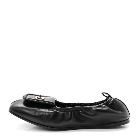 Lambskin CC Turnlock Ballerina Flats 37 Black