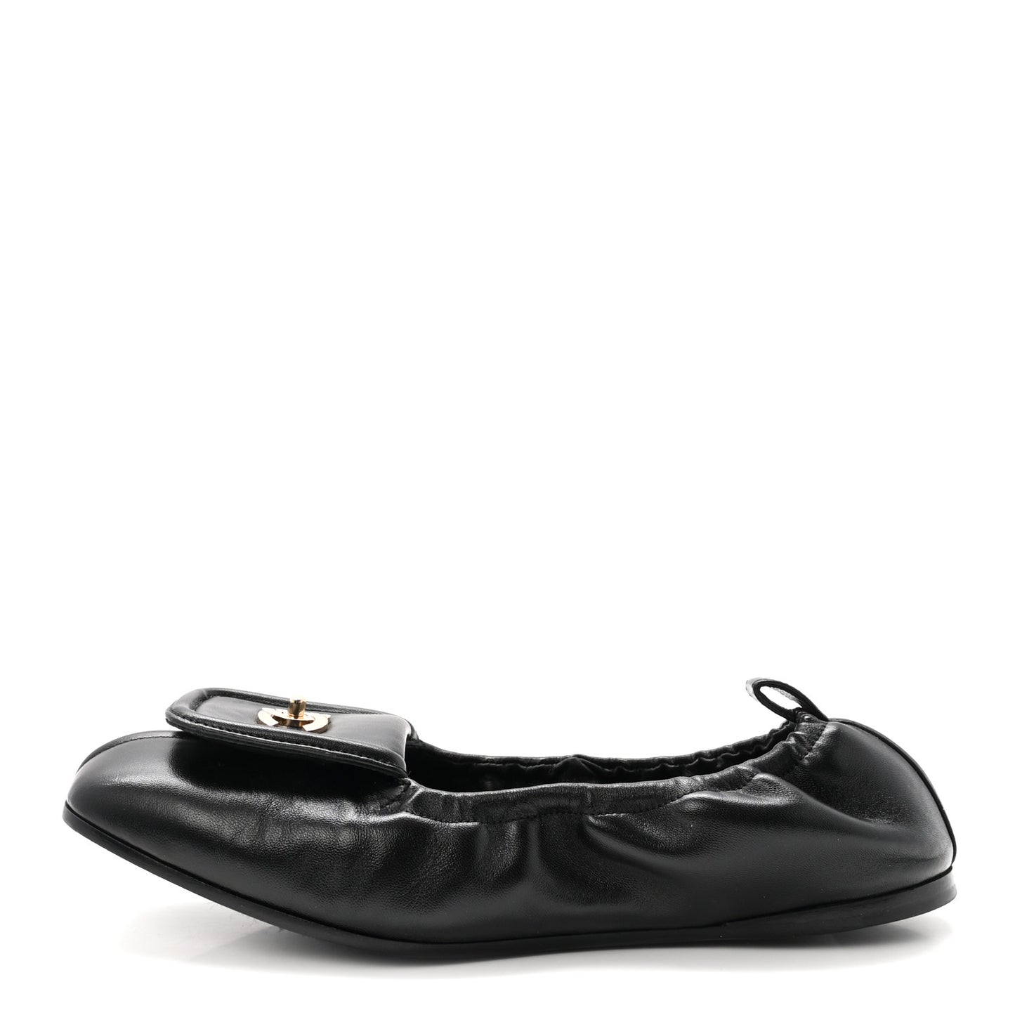 Lambskin CC Turnlock Ballerina Flats 37 Black