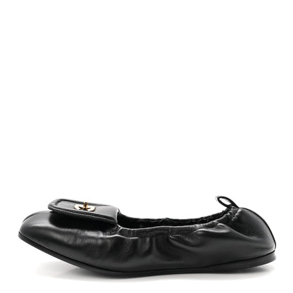 Chanel Lambskin CC Turnlock Ballerina Flats 37 Black 1 of 10