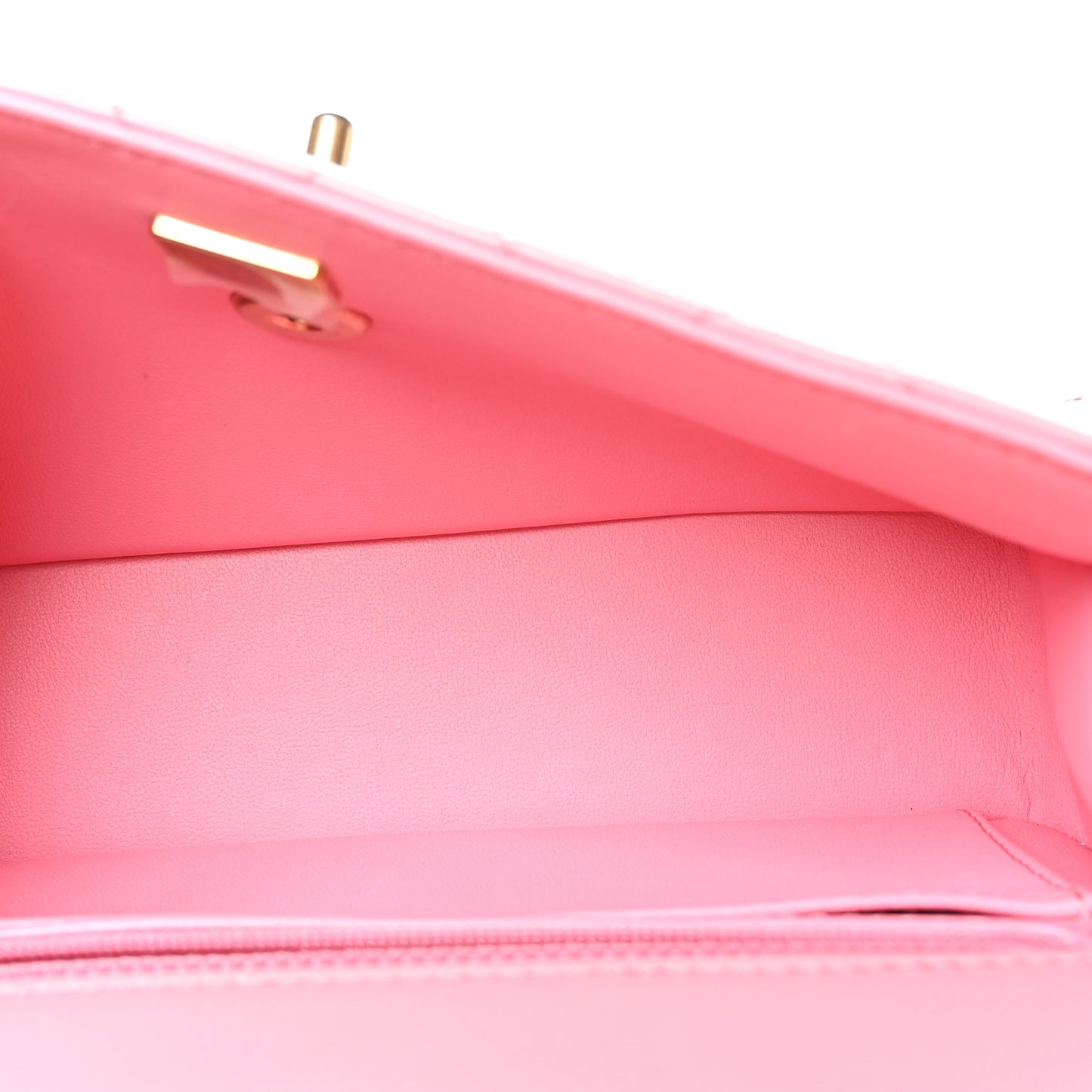 Lambskin Metal Quilted Twist Top Handle Flap With Chain Light Pink