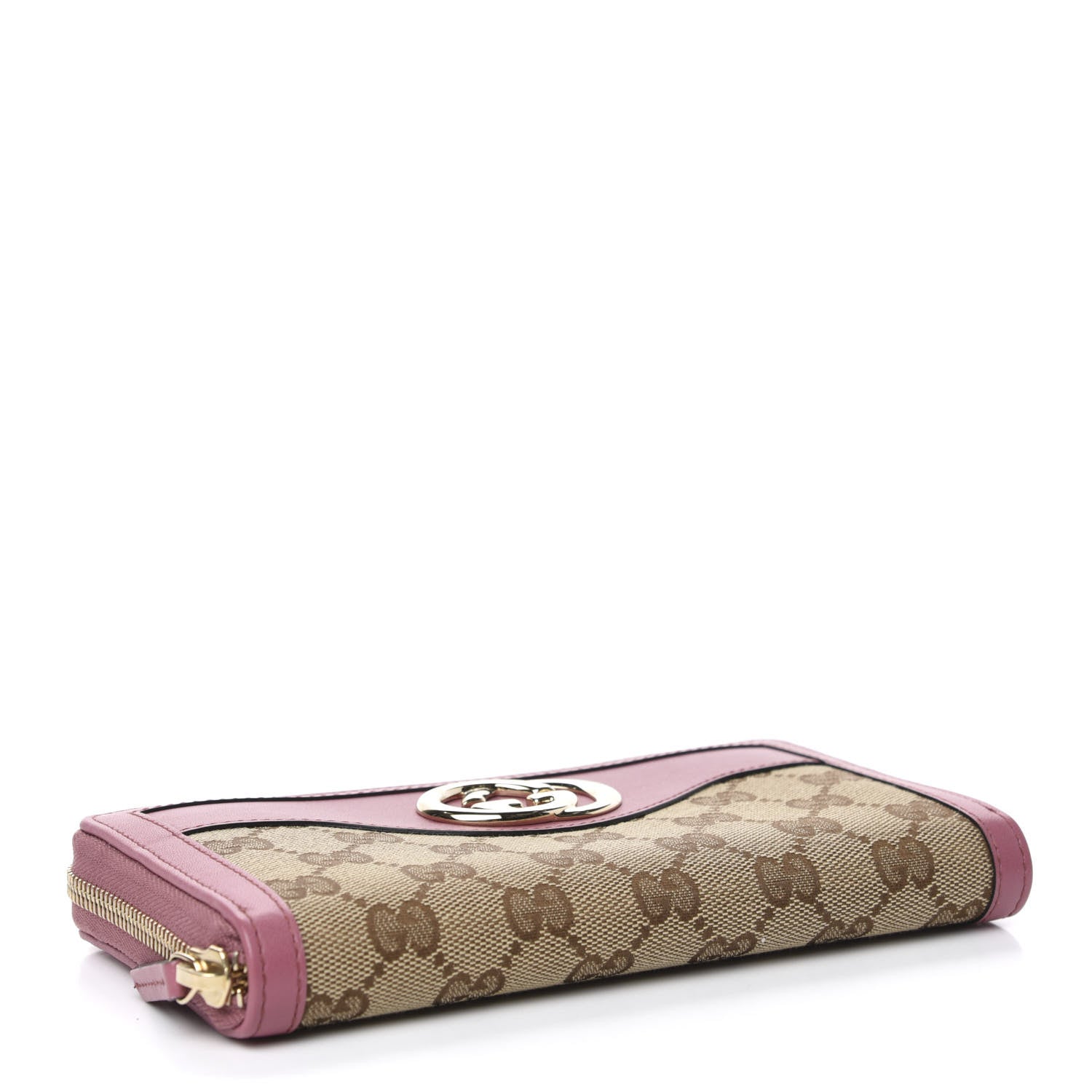 Gucci Monogram Margaux Calfskin Sukey Zip Around Wallet Beige Ebony Vintage Rose 4 of 6