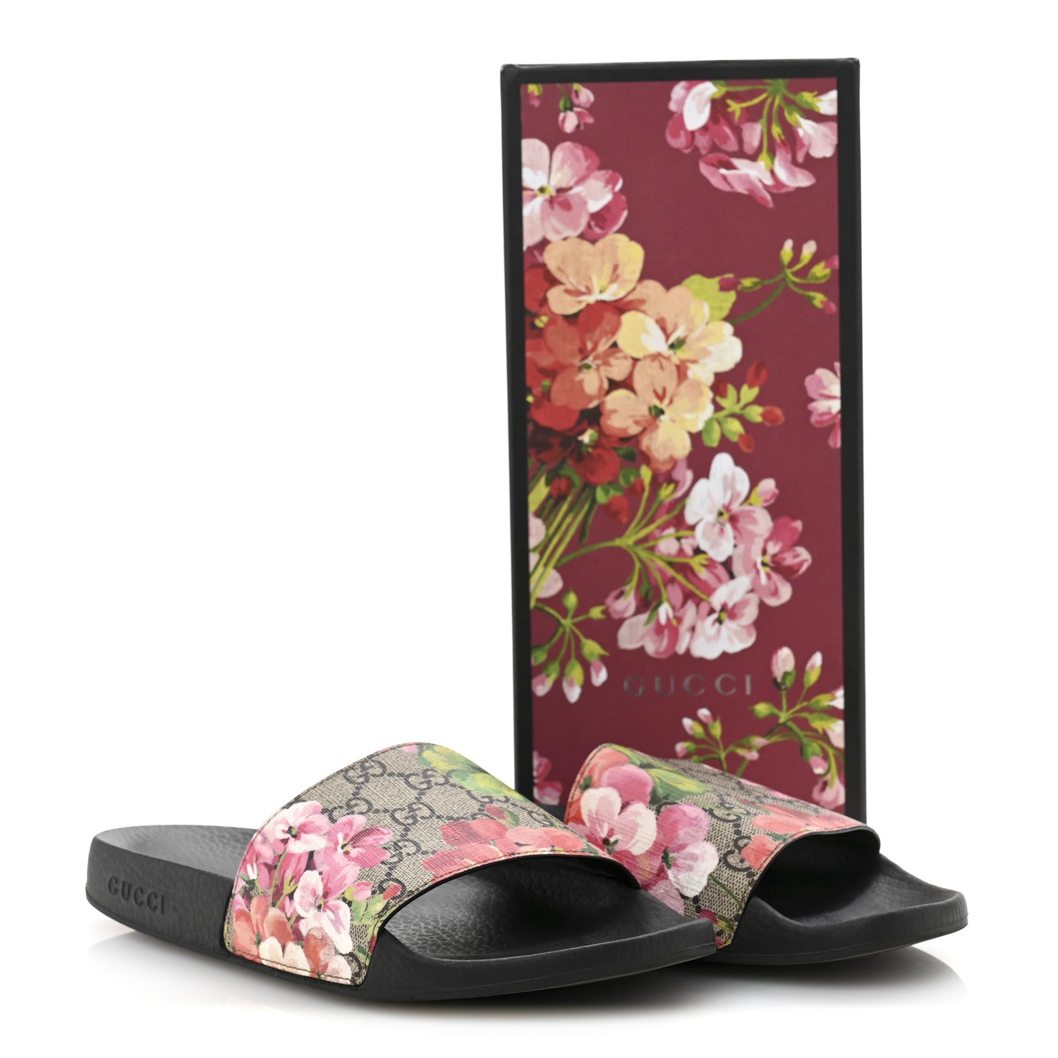 Gucci GG Supreme Monogram Blooms Slide Sandals 41 Beige Multicolor 9 of 9