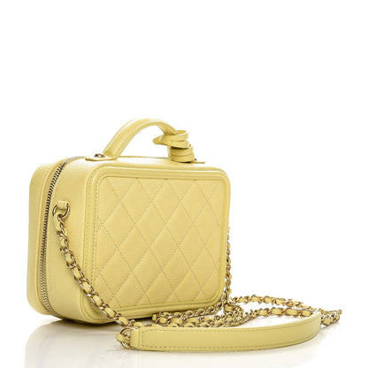 Chanel Caviar Quilted Small CC Filigree Vanity Case Yellow 2 of 10