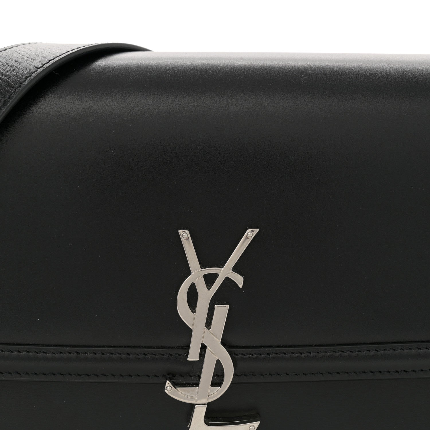 Saint Laurent Box Calfskin Monogram Medium Solferino Satchel Black 8 of 13