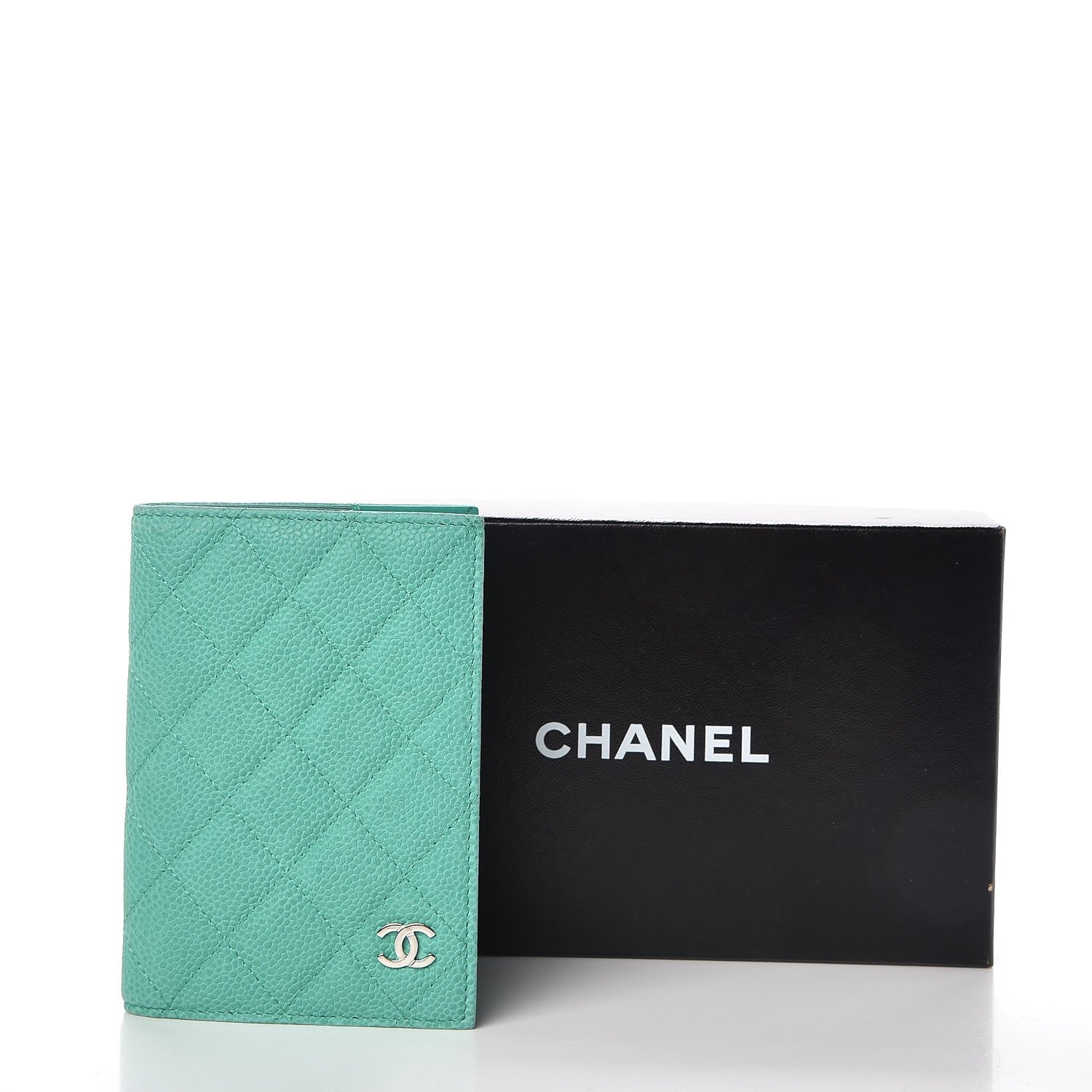 Chanel Iridescent Caviar Quilted Passport Holder Light Green 7 of 8