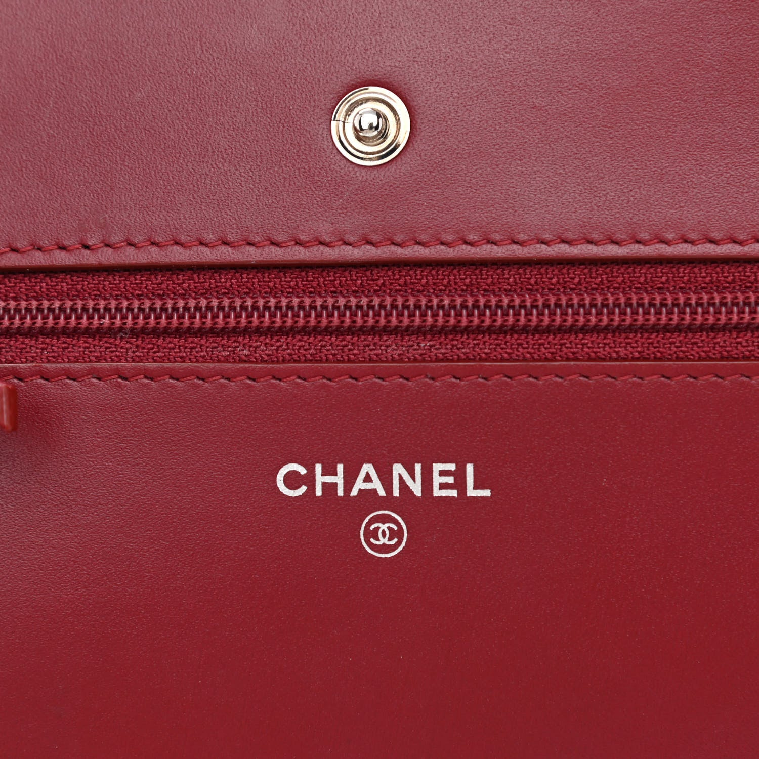 Chanel Patent Quilted Wallet On Chain WOC Burgundy 5 of 13