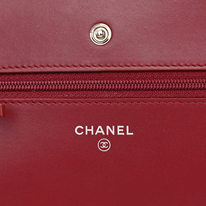 Chanel Patent Quilted Wallet On Chain WOC Burgundy 5 of 13