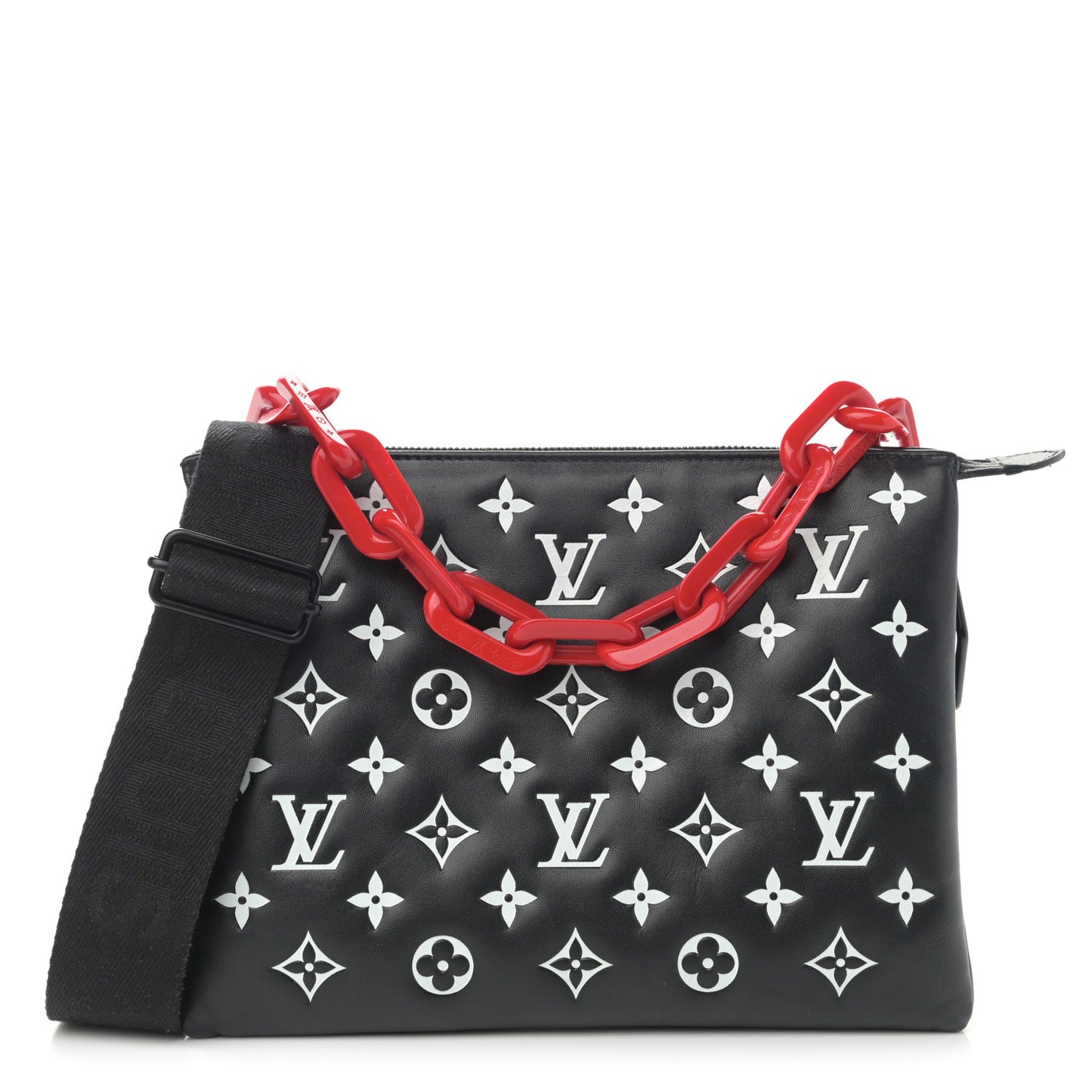 Lambskin Embossed Monogram Coussin PM Black White