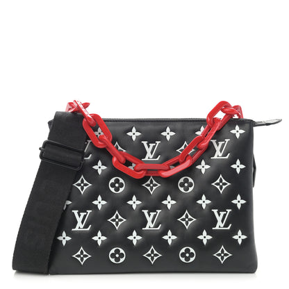 Louis Vuitton Lambskin Embossed Monogram Coussin PM Black White 1 of 8