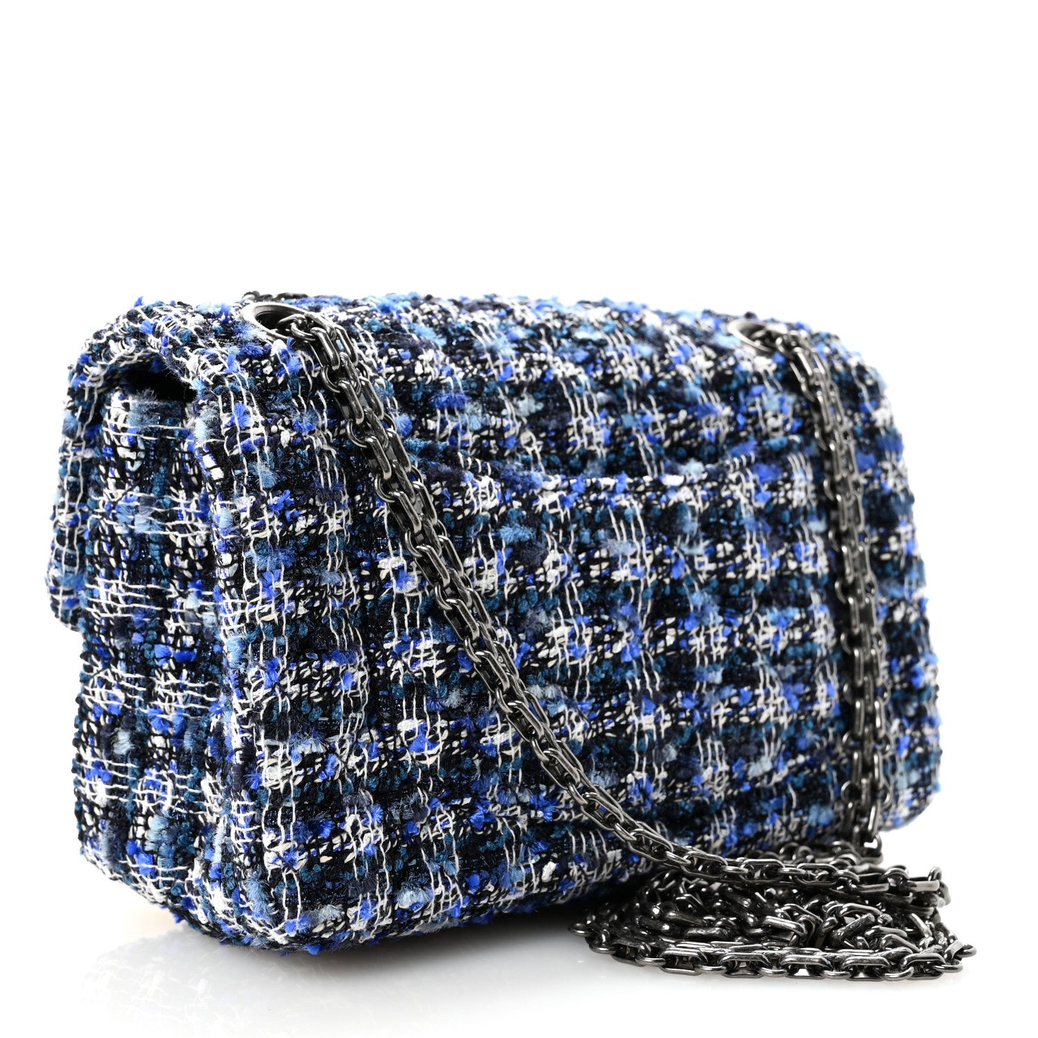 Chanel Tweed Quilted 2.55 Reissue Mini Flap Navy Blue Ecru Black 3 of 11