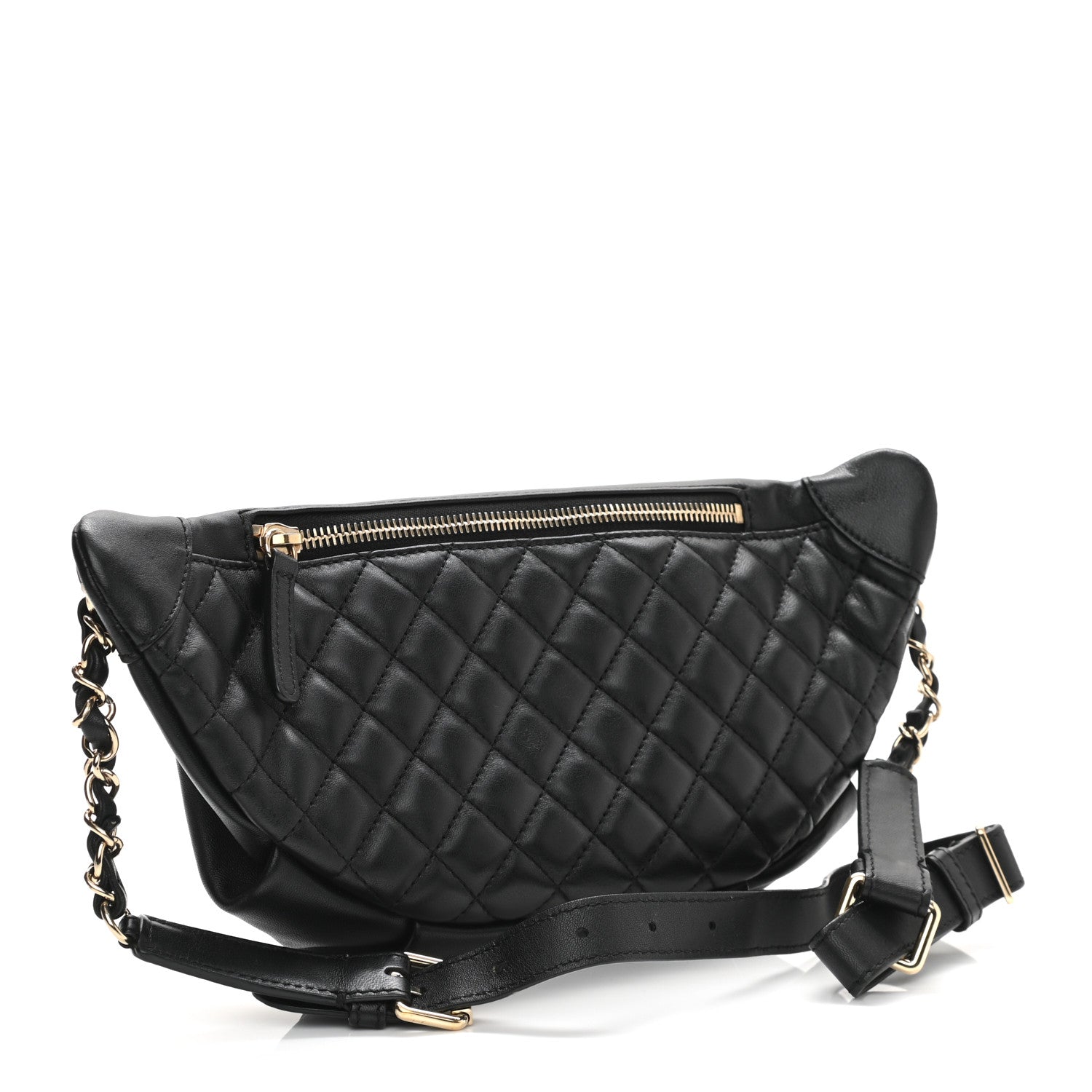 Chanel Lambskin Quilted Waist Bag Fanny Pack Black 4 of 11