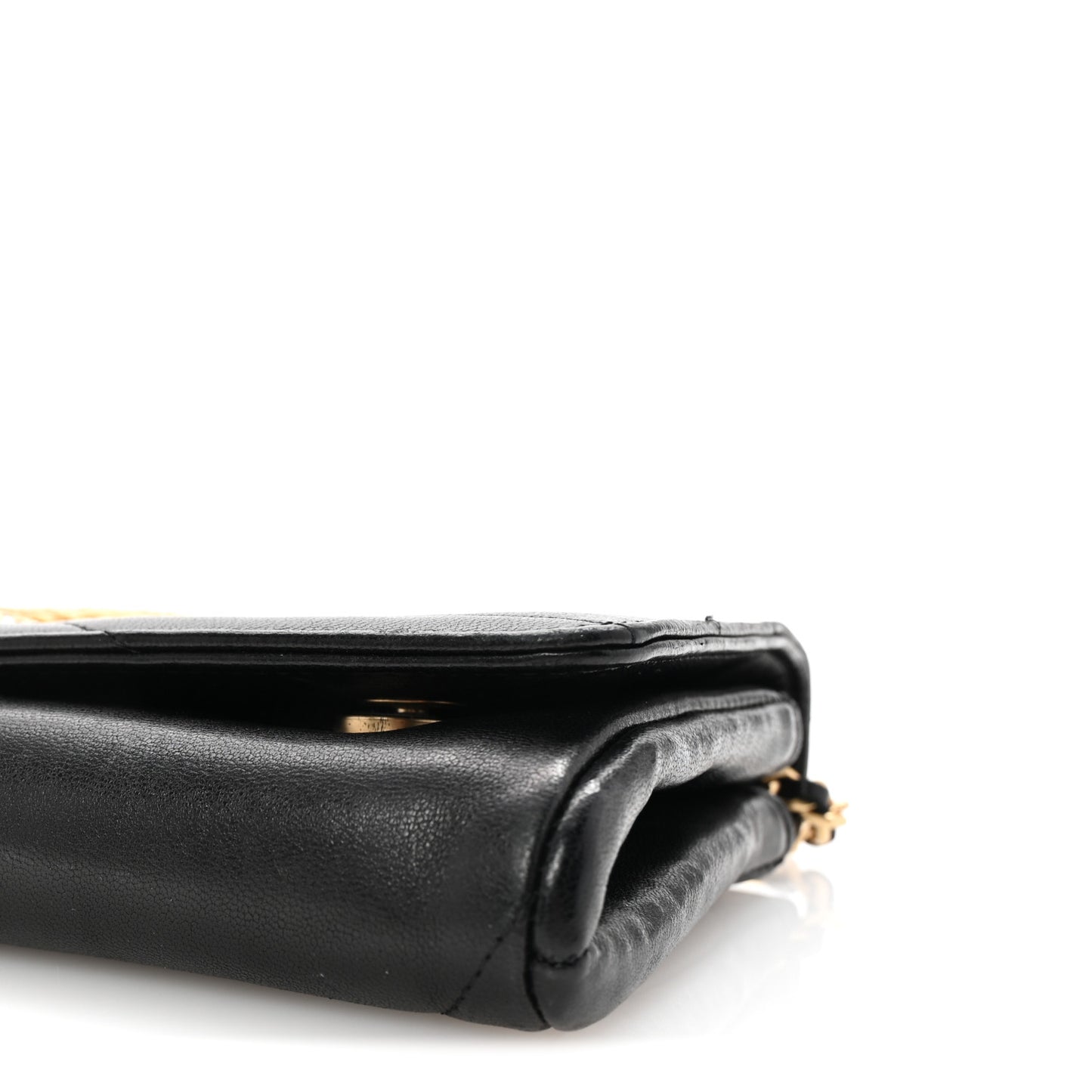 Lambskin Imperial Eagle Clutch With Chain Black