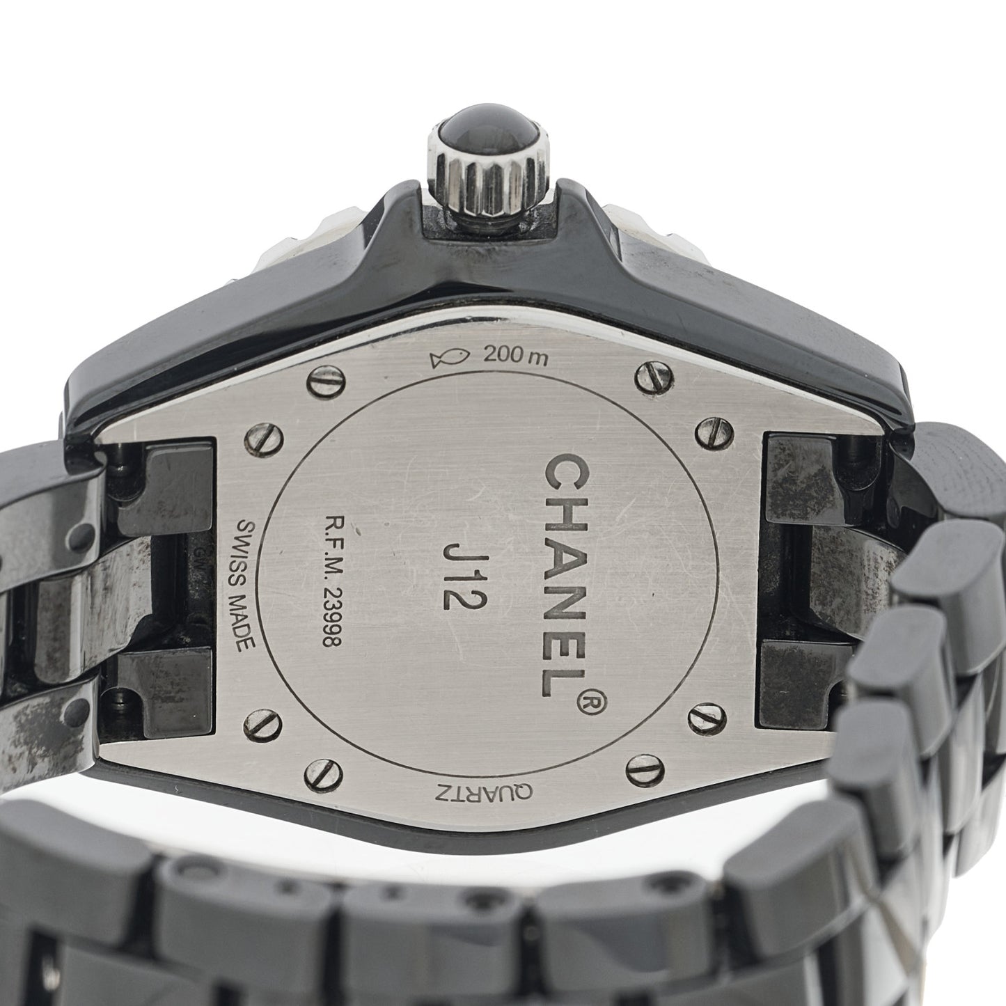 Stainless Steel Ceramic Diamond 33mm J12 Quartz Watch Black