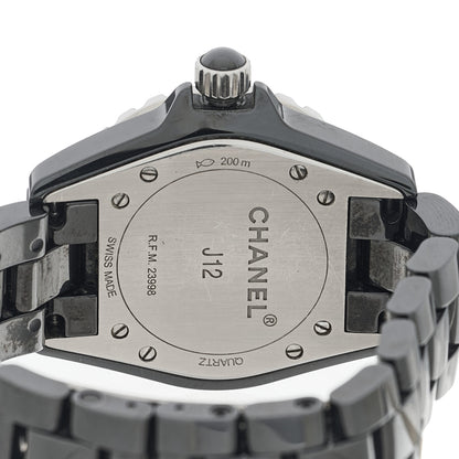 Chanel Stainless Steel Ceramic Diamond 33mm J12 Quartz Watch Black 4 of 4