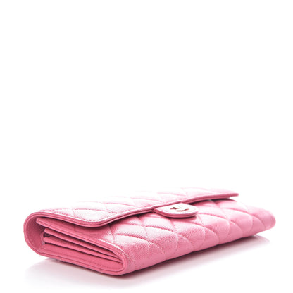 Chanel Caviar Quilted Large Gusset Flap Wallet Pink 4 of 11