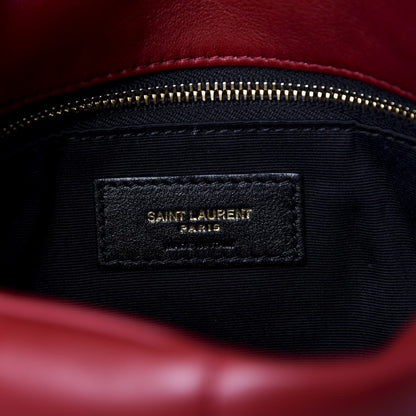 Saint Laurent Lambskin Quilted Small Loulou Puffer Monogram Chain Satchel Red 6 of 9