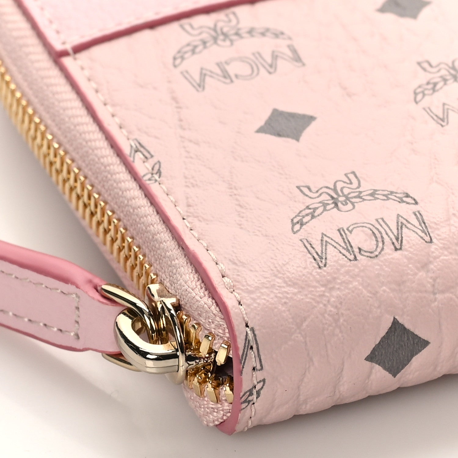 MCM Visetos Large Zip Around Wallet Pink 7 of 9