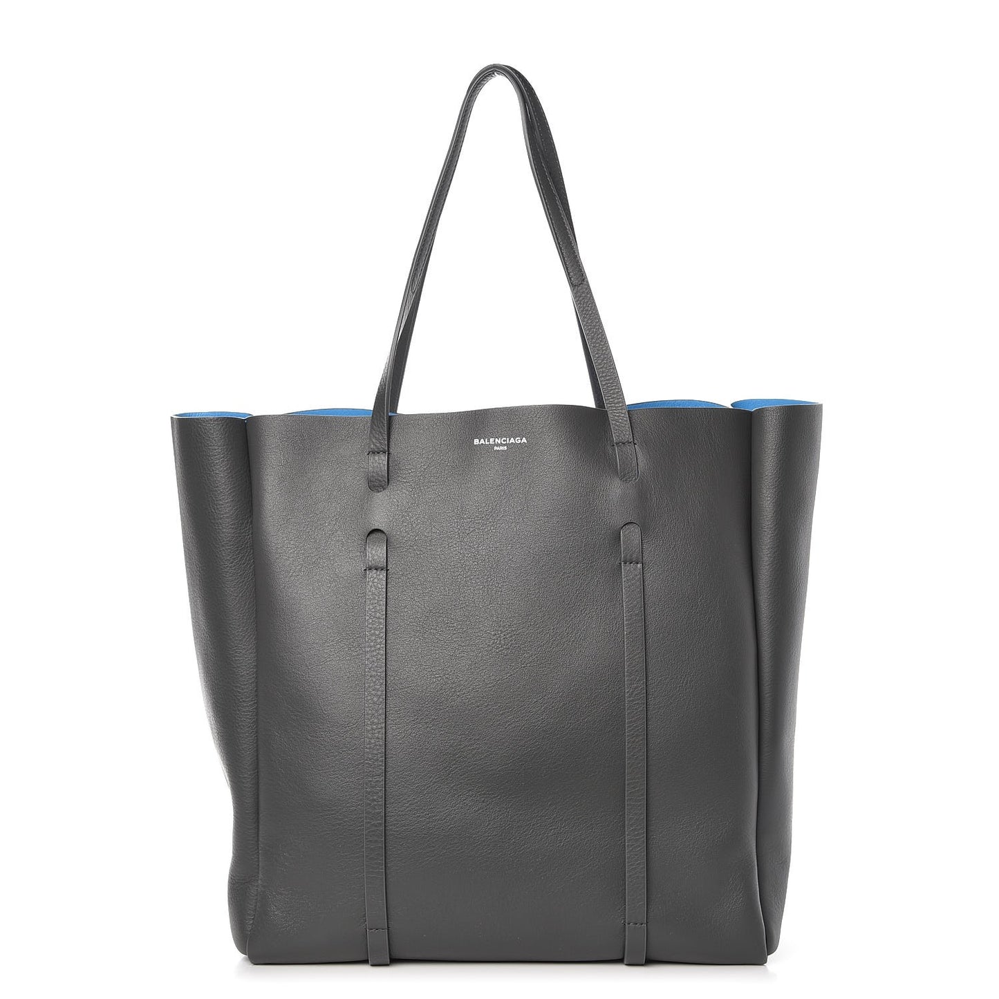 Veau Baltimore Double Sided Medium Everyday Tote Gris Fossile Bleu Turquoise