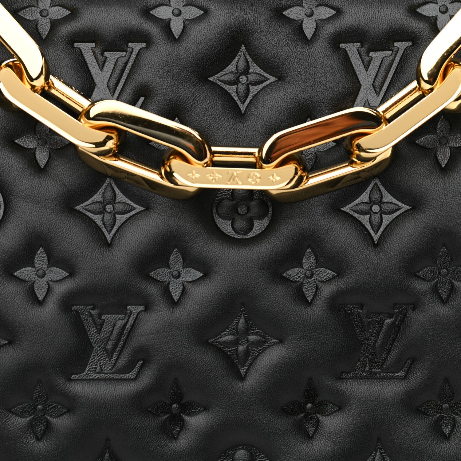Louis Vuitton Lambskin Embossed Monogram Coussin MM Black 7 of 10