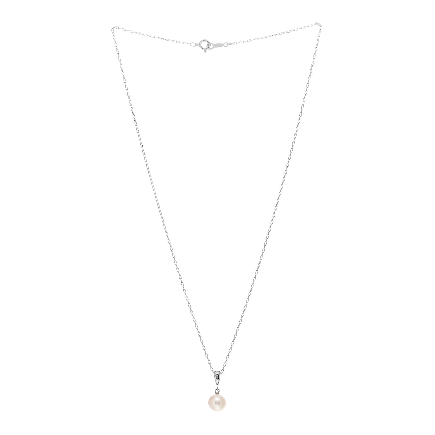 Mikimoto 18K White Gold Akoya Pearl 7.5mm Pendant Necklace 2 of 3