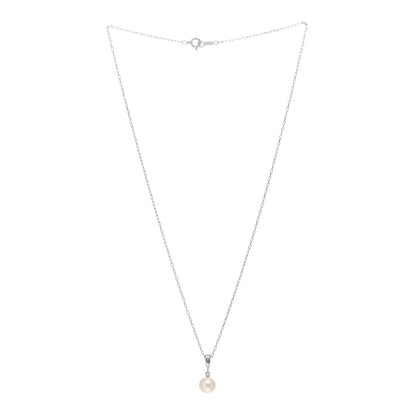 Mikimoto 18K White Gold Akoya Pearl 7.5mm Pendant Necklace 2 of 3