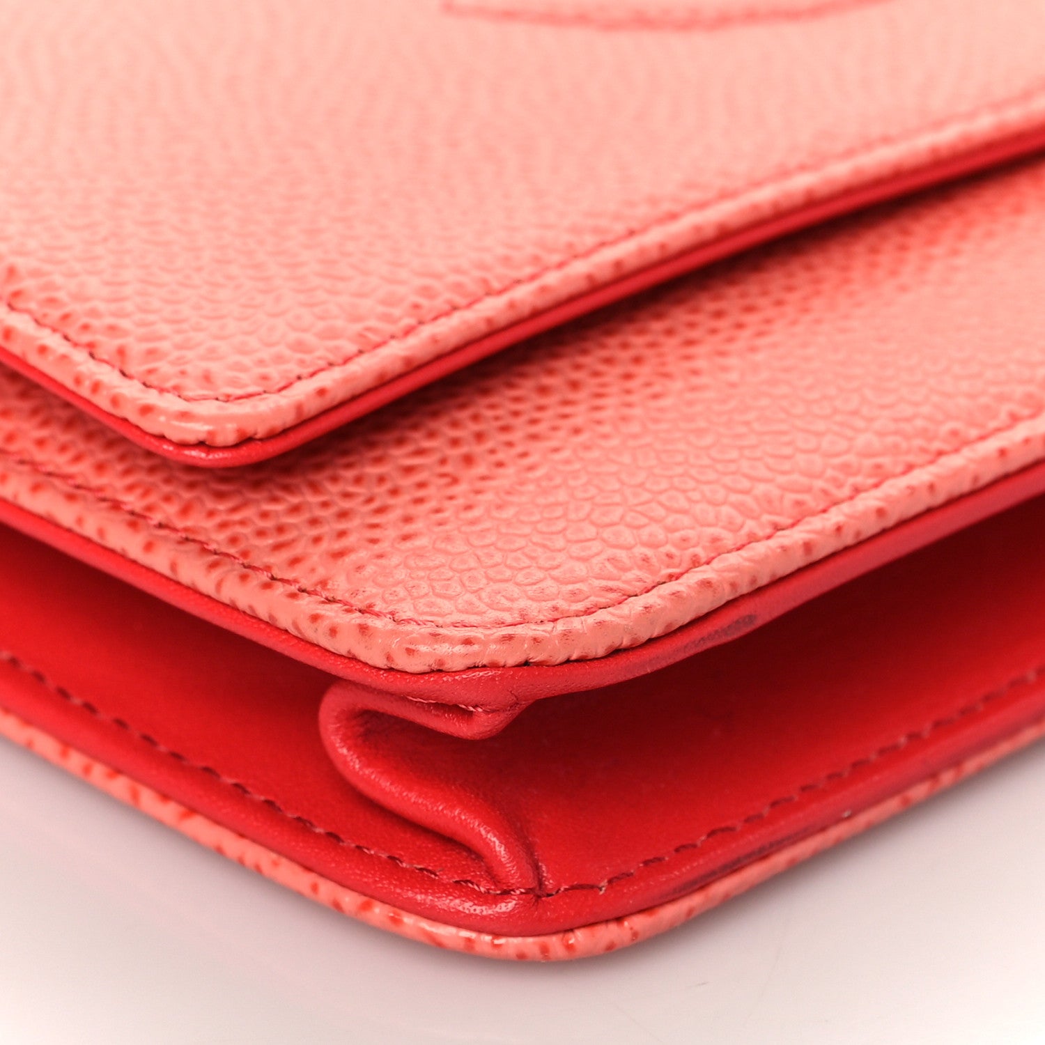 Chanel Caviar Timeless CC Wallet On Chain WOC Coral 8 of 9