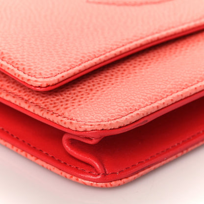 Chanel Caviar Timeless CC Wallet On Chain WOC Coral 8 of 9