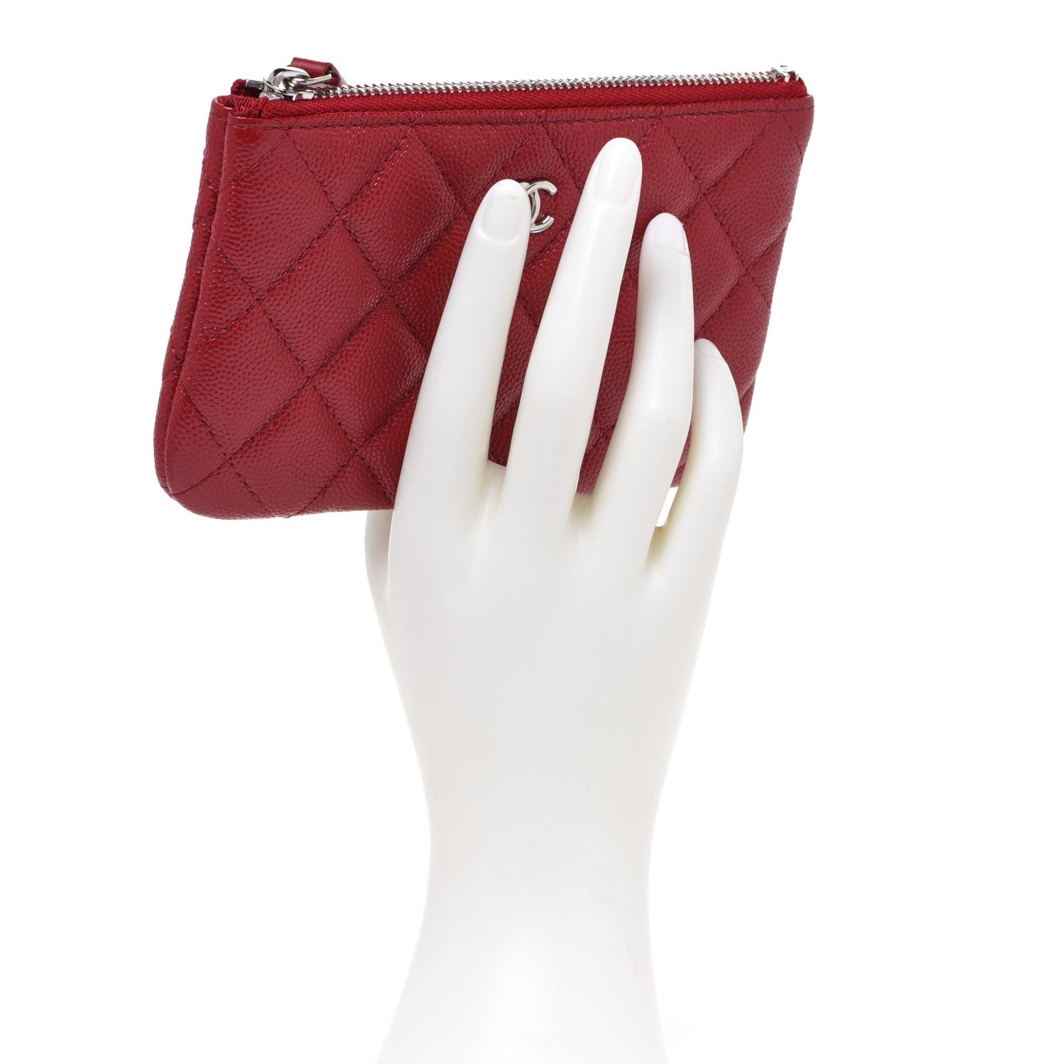 Chanel Caviar Quilted Small Cosmetic Case Red 2 of 8