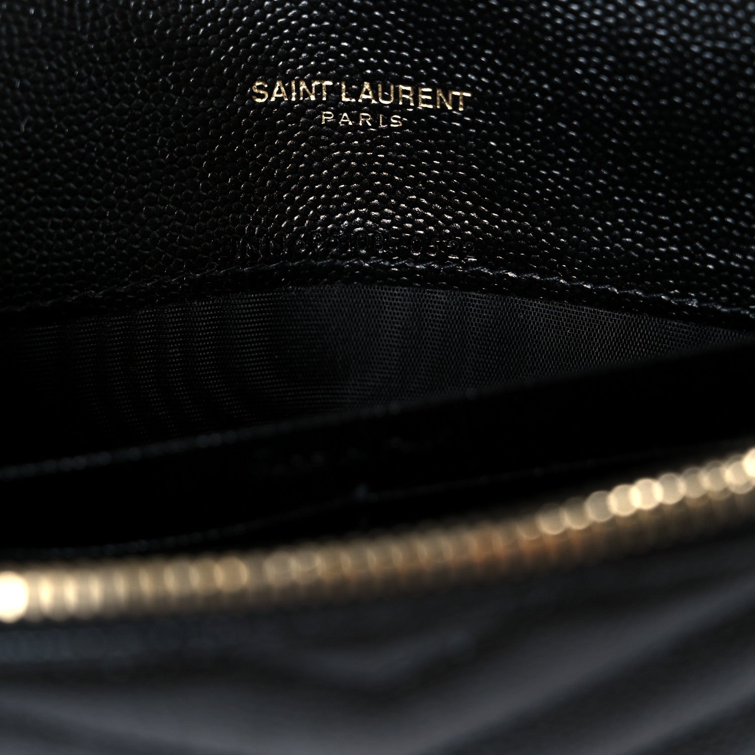 Saint Laurent Grain De Poudre Matelasse Chevron Monogram Envelope Chain Wallet Black 14 of 20