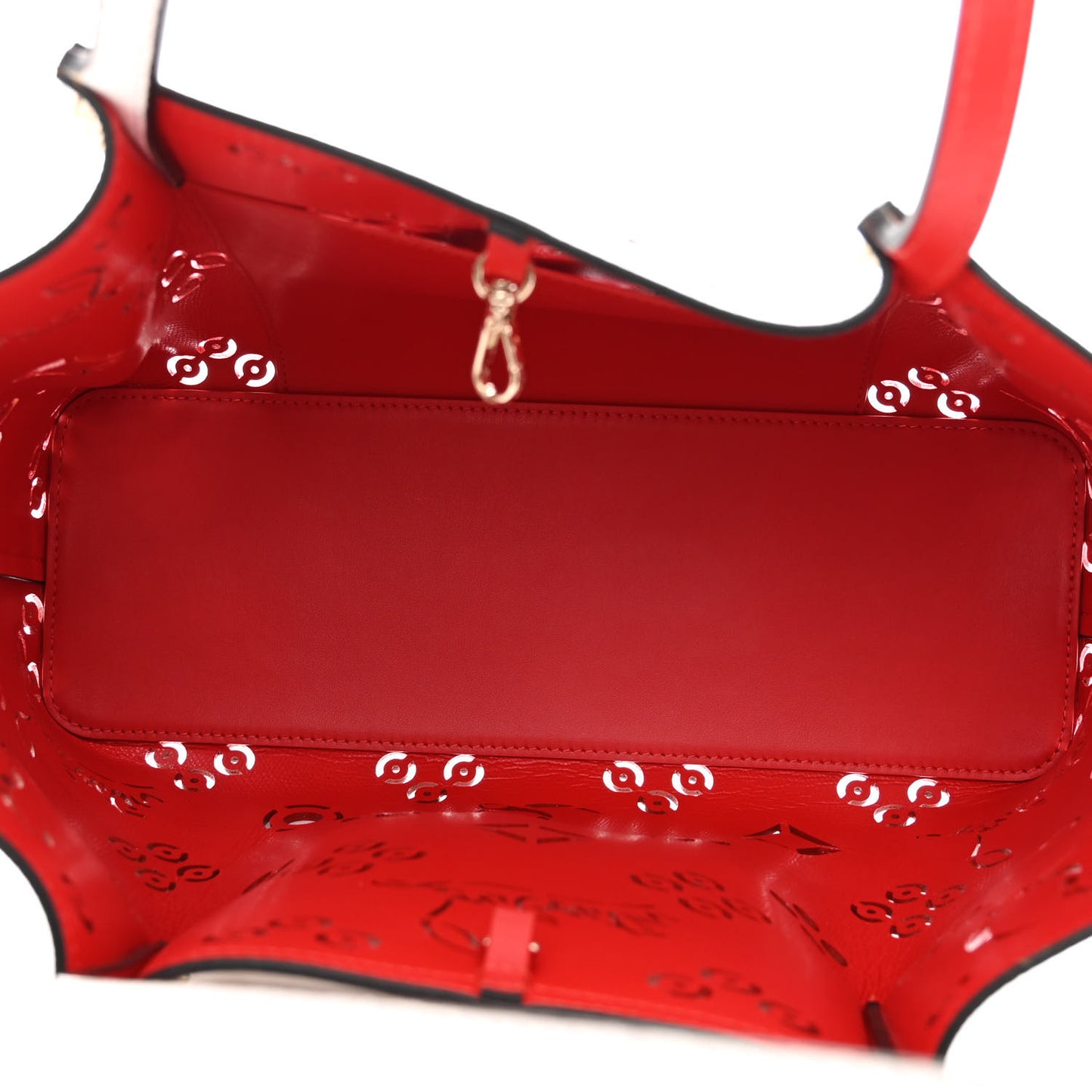 Calfskin Loubinthesky Small Perforated Cabarock Spikes Tote Snow