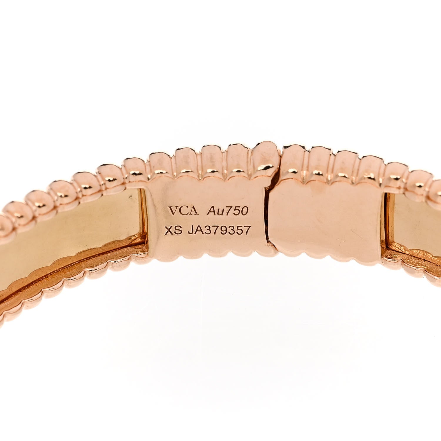 Van Cleef & Arpels 18K Rose Gold Perlee Signature Bangle Bracelet XS 4 of 4