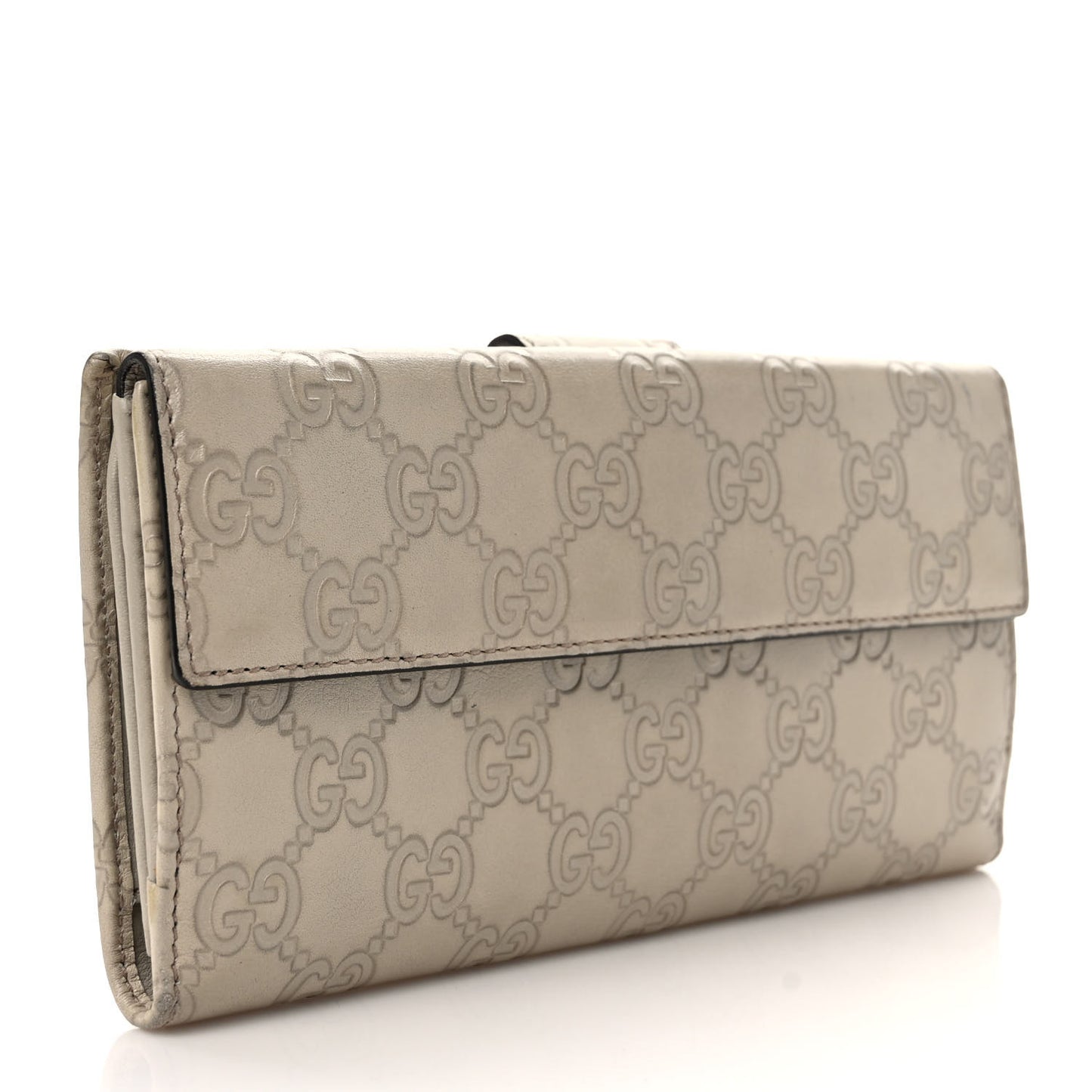 Guccissima Heart Continental Wallet Off White