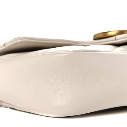Gucci Calfskin Matelasse Super Mini GG Marmont Shoulder Bag White 8 of 15