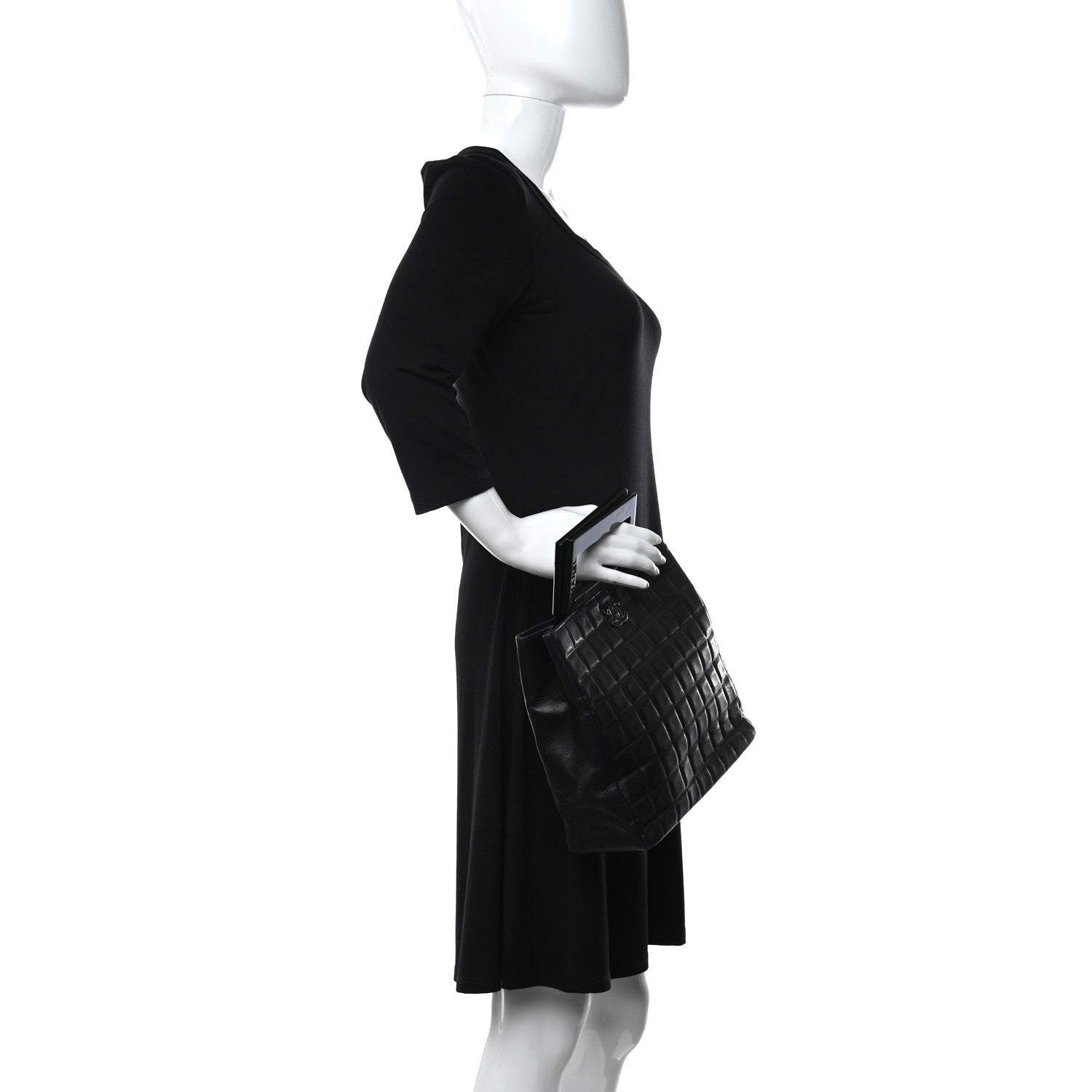 Chanel Lambskin Chocolate Bar Quilted Frame Handbag Black 2 of 10