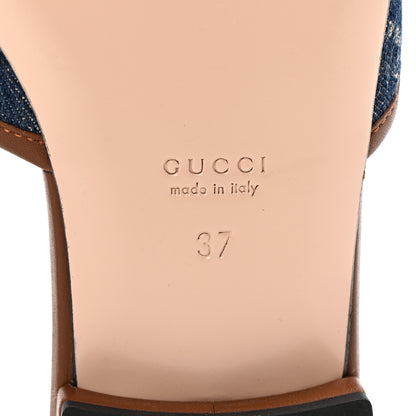 Gucci New Denim GG Monogram Miro Soft Calfskin Jolie Slide Sandals 37 Blue Tea Cuir Epilog 7 of 11
