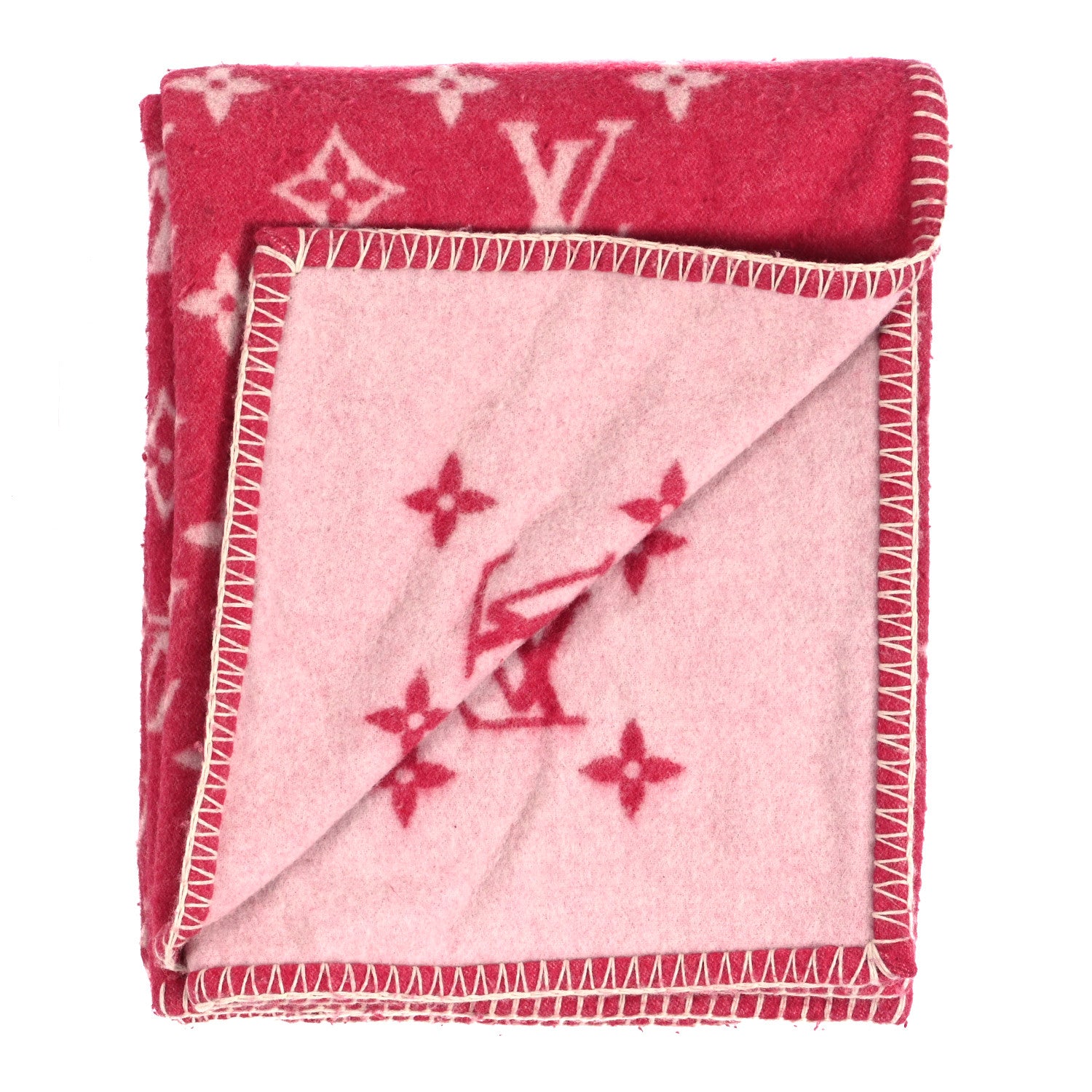 Louis Vuitton Wool Cashmere Neo Monogram Blanket Pink 2 of 4