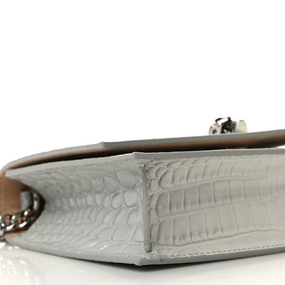 Alexander McQueen Calfskin Crocodile Embossed Skull Mini Crossbody Bag White 7 of 11