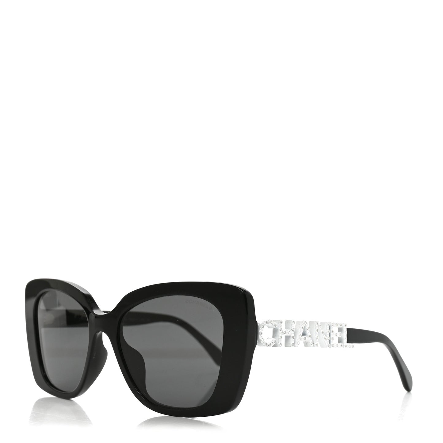 Acetate Strass Square Sunglasses 5422-B-A Black White