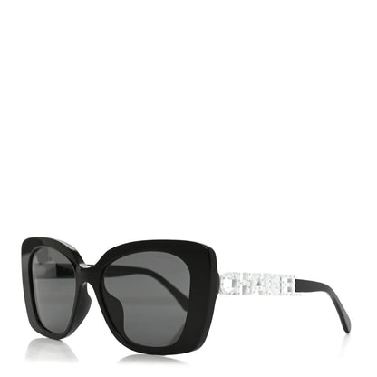 Chanel Acetate Strass Square Sunglasses 5422-B-A Black White 1 of 7