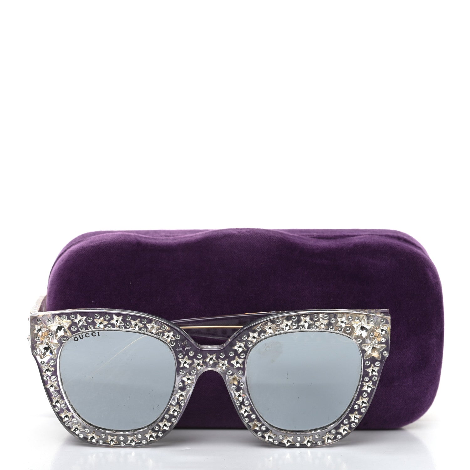 Gucci Acetate Crystal Oversize Mirrored Star Sunglasses GG0116S 8 of 8
