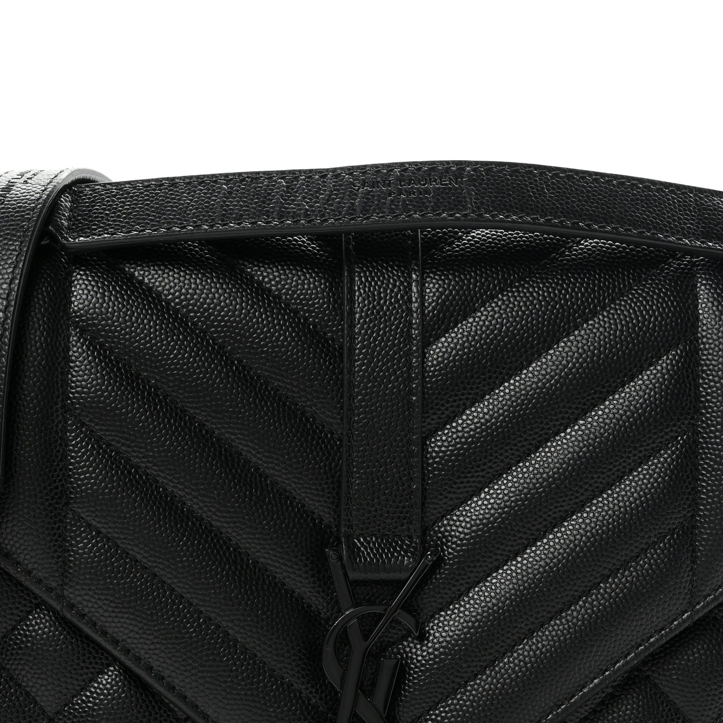 Grain De Poudre Textured Mixed Matelasse Triquilt Medium Monogram Monochrome Satchel Black