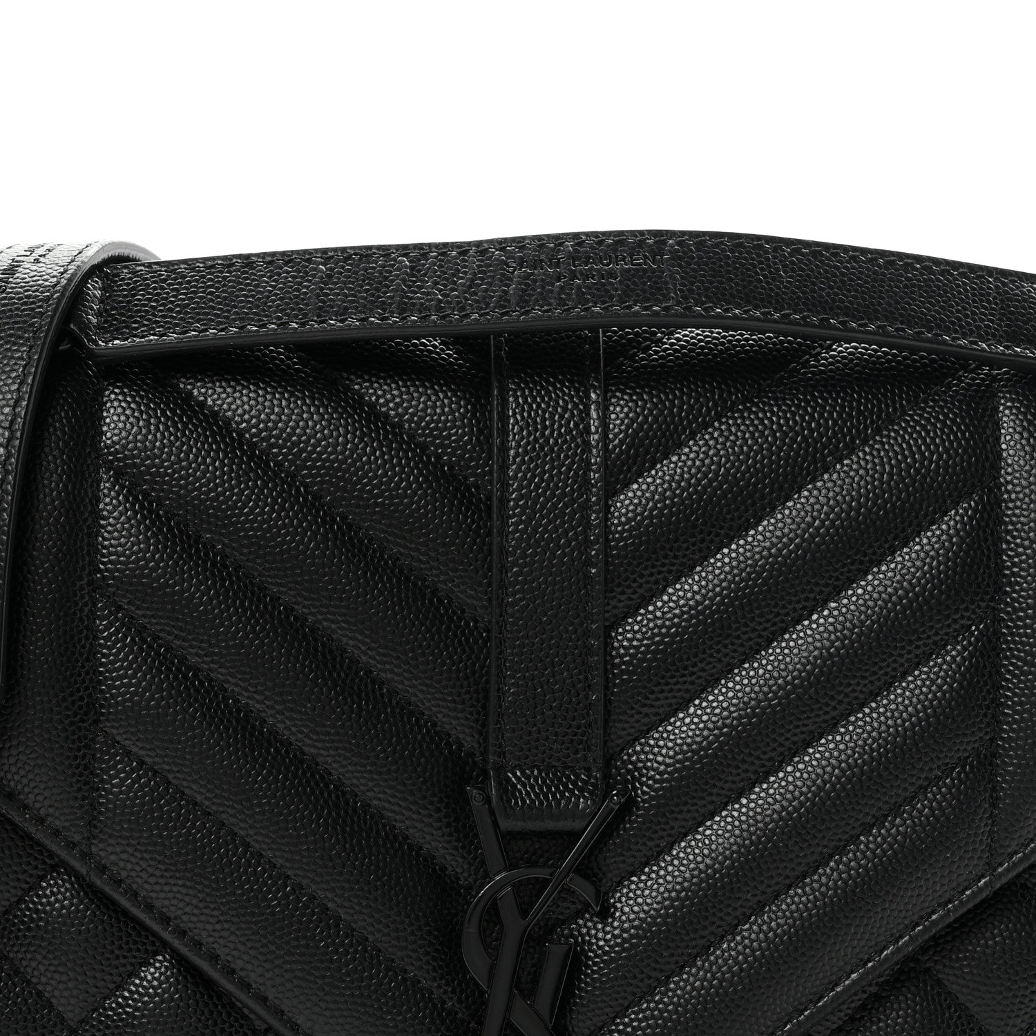 Saint Laurent Grain De Poudre Textured Mixed Matelasse Triquilt Medium Monogram Monochrome Satchel Black 7 of 10