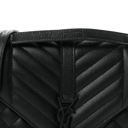 Saint Laurent Grain De Poudre Textured Mixed Matelasse Triquilt Medium Monogram Monochrome Satchel Black 7 of 10